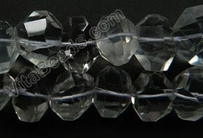 Natural Crystal AA  -  Center Cut Faceted Tumble  16"     12 - 18 mm