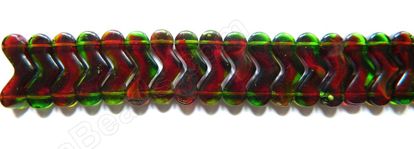 Red Green Crystal  -  Double Drilled V 7"