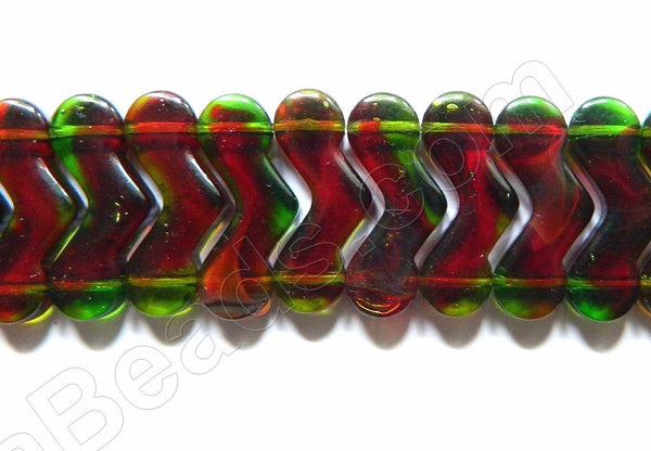 Red Green Crystal  -  Double Drilled V 7"