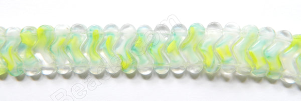 White Yellow Green Crystal  -  Double Drilled V 7"