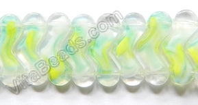 White Yellow Green Crystal  -  Double Drilled V 7"