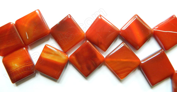 Puff Diamond Di-Drilled -  Carnelian (Bright)  16"