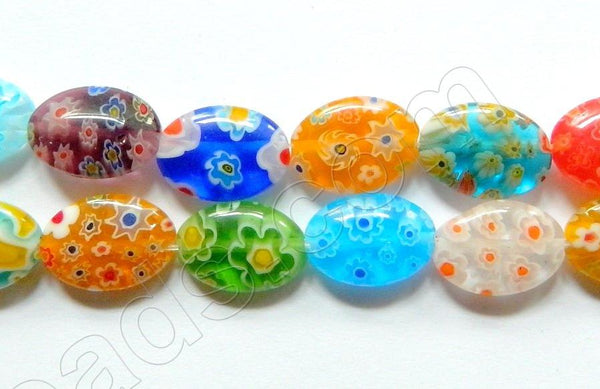 Glass Beads  -  Puff Oval - Mixed  16"