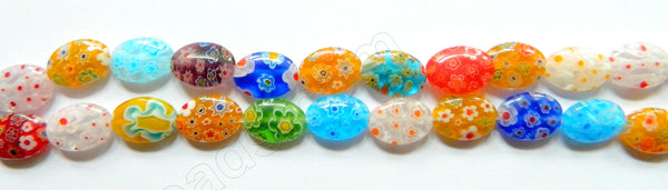 Glass Beads  -  Puff Oval - Mixed  16"