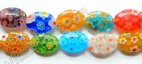 Glass Beads  -  Puff Oval - Mixed  16"