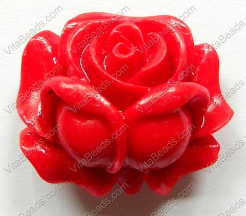 Carved Small Rose Pendant   Synthetic Coral
