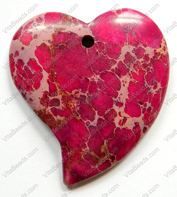 Pendant - Smooth Fancy Teardrop - Fuchsia Impression Jasper - 12