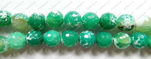 Fire Agate Green Bright  -  Faceted Round  15"