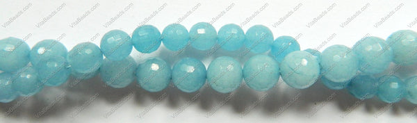 Light Blue Chalcedony Jade  -  Faceted Round  16"