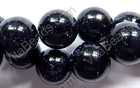 Blue Goldstone AA  -  Big Smooth Round Beads  16"