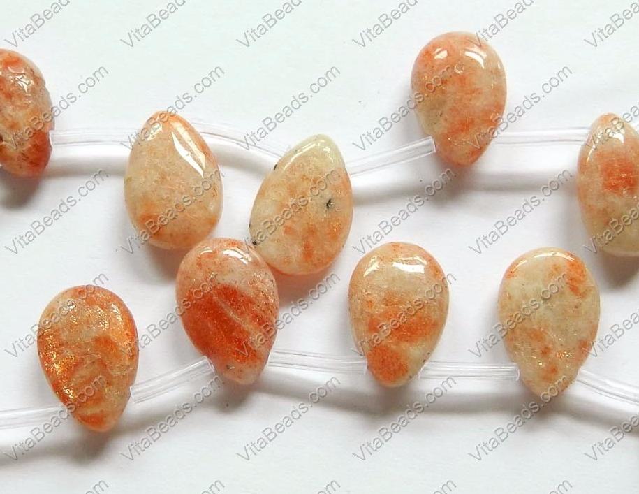 Pink Sunstone  -  Smooth Flat Briolette  16"