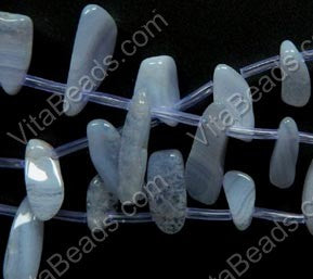 Blue Chalcedony Natural  -  Top Drilled Tooth  16"