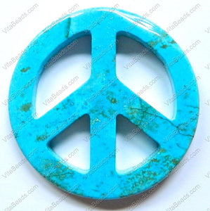 Round Peace Donut Pendant - Cracked Blue Turquoise
