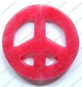 Round Peace Donut Pendant - Red Jade