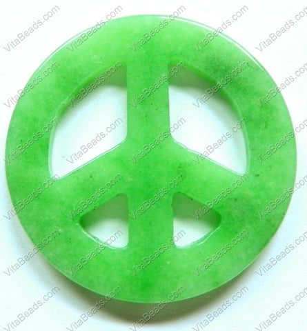 Round Peace Donut Pendant - Green Jade