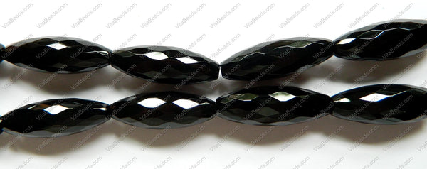 Black Onyx AA  -   Faceted Long Rice  16"