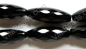 Black Onyx AA  -   Faceted Long Rice  16"