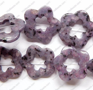 Purple Kiwi Stone  -  Flower Donut Strand  16"