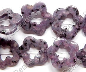 Purple Kiwi Stone  -  Flower Donut Strand  16"