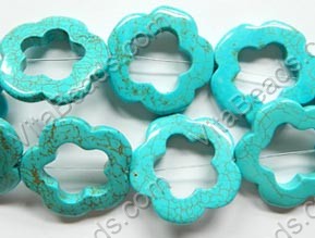 Blue Cracked Turquoise  -  Flower Donut Strand  16"