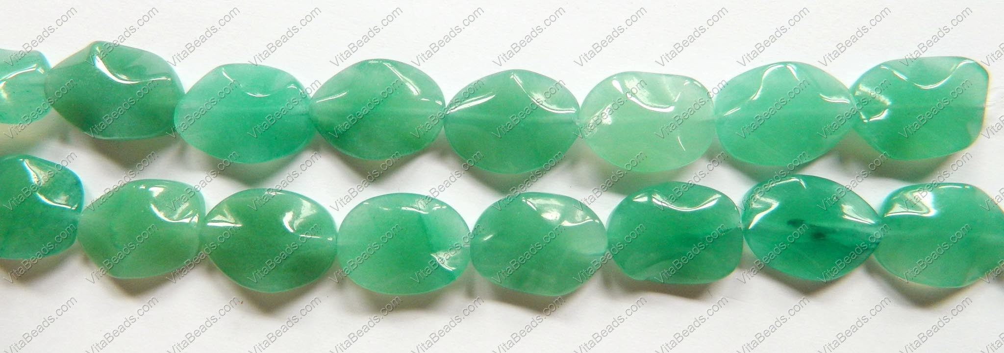 Green Aventurine  -  Wave Flat Ovals  16"