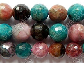 Apatite &. Tourmaline -  Faceted Round Beads  16"