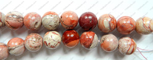 Pink Conglomarite Jasper  -  Smooth Round Beads  16"