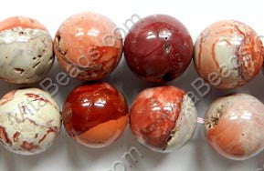 Pink Conglomarite Jasper  -  Smooth Round Beads  16"