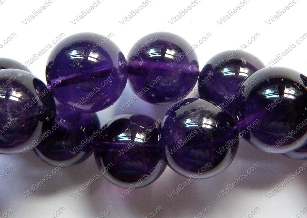 Amethyst AA  -  Smooth Round Beads 16"