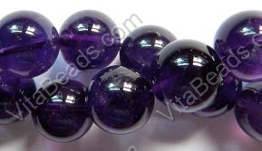 Amethyst AA  -  Smooth Round Beads 16"