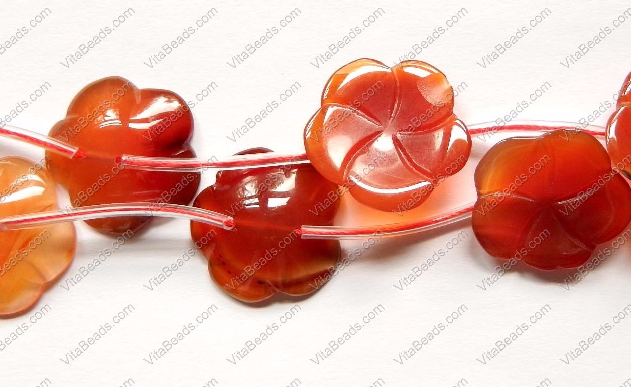 Carnelian  -  Carved Cherry Flower  16"