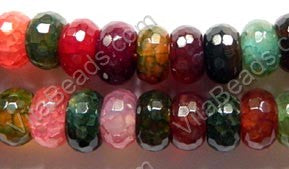 Mixed Fire Agate Bright AA -  Faceted Rondels  16"