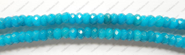 Dark Aqua Jade  -  Faceted Rondels  16"    5 x 8 mm