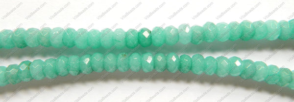 Light Amazonite Green Jade  -  Faceted Rondels  16"