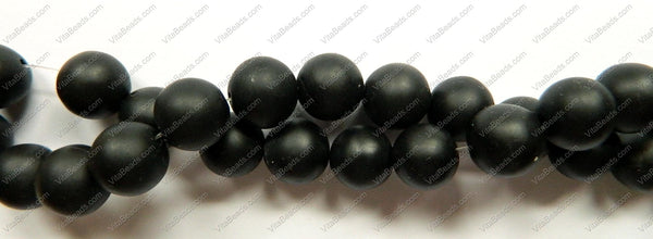 Matte Black Onyx  -  Big Smooth Round Beads 16"
