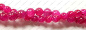 Dark Fuchsia Fire Agate  -  Smooth Round Beads  16"    12 mm