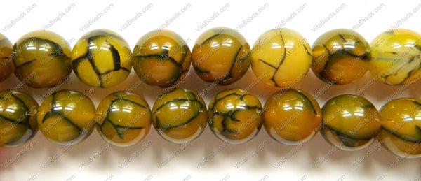 Yellow Green Fire Agate  -  Big Smooth Round Beads  16"