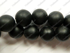 Matte Black Onyx  -  Big Smooth Round Beads 16"