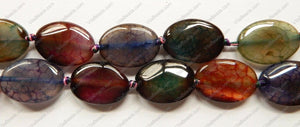 Mixed Fire Agate Dark  -  Faceted Ovals  16"