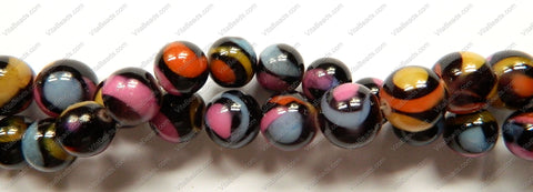 Painted Shell Beads  -  Smooth Round 16"