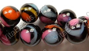 Painted Shell Beads  -  Smooth Round 16"