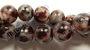 Leopard Shell Beads  -  Smooth Round 16"