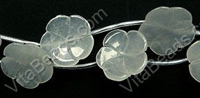 Snow Jade  -  Carved Cherry Flower  16"