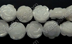 Snow Jade  - Carved Rose Coins Strand  16"    14 mm
