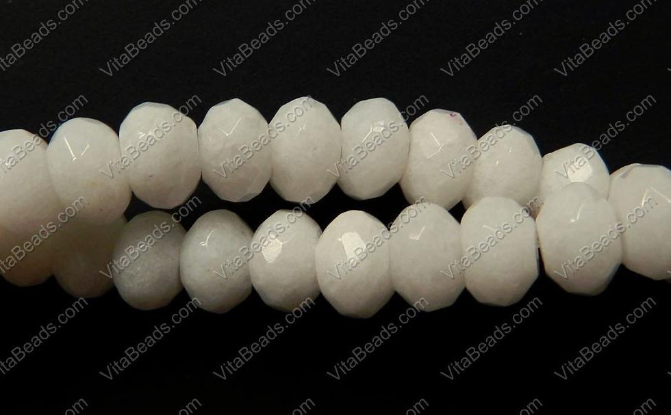 Snow Jade  -  Faceted Rondel  16"    5  x  8 mm