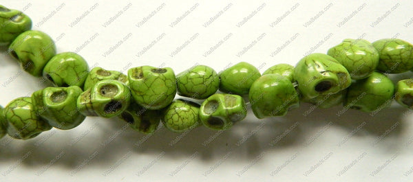 Apple Green Turquoise  -  Carved Skulls 16"