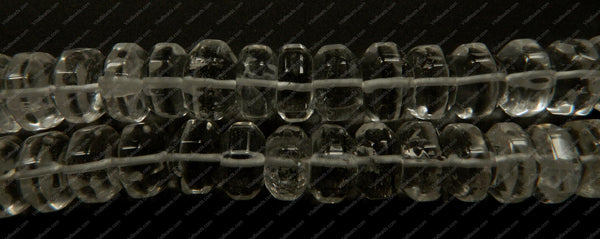 Rock Crystal  -  Big Faceted Rondel  16"    8 x 13 mm