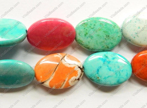 Mixed Crack Turquoise  -  Puff ovals 16"