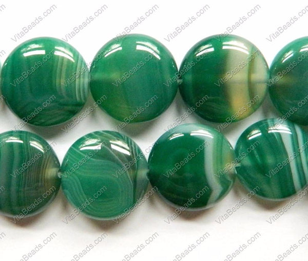 Green Sardonix Agate  -  Puff Coins  16"