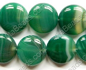 Green Sardonix Agate  -  Puff Coins  16"